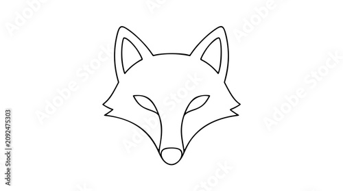 Fotografía A refined black and white line art vector fox head icon, ideal for stationery, apparel prints, or digital platforms seeking a sophisticated hand-traced aesthetic