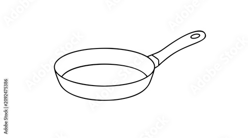 Foto A clean black and white line art vector icon of a frying pan, perfect for cooking apps, restaurant menus, kitchenware branding, and culinary website navigation elements