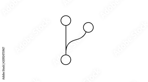 Cuadro en lienzo Clean black and white line art vector icon of a git branch fork symbol, ideal for version control interfaces, developer tools, or coding workflow diagrams