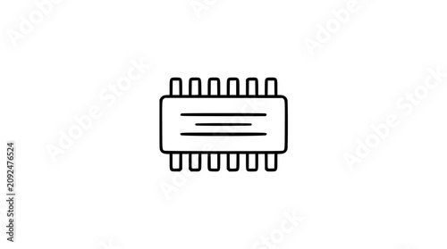 Foto Precise black and white line art vector icon of a memory chip, excellent for representing data storage, computing hardware, or digital technology concepts in technical designs