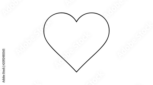 A clean black and white line art vector icon of a heart with subtle variations, perfect for wedding invitations, social media, or branding materials.
