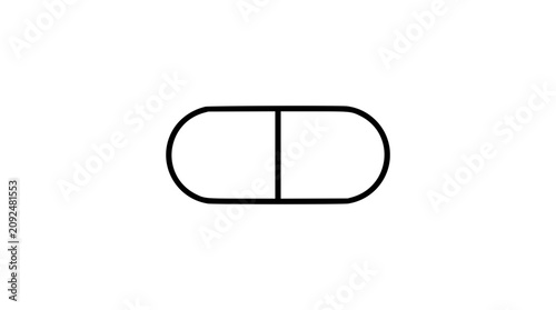 Bild auf Leinwand A refined hand-drawn round pill line art vector icon with scored tablet detail, ideal for wellness applications, pharmaceutical advertisements, or health blog graphics