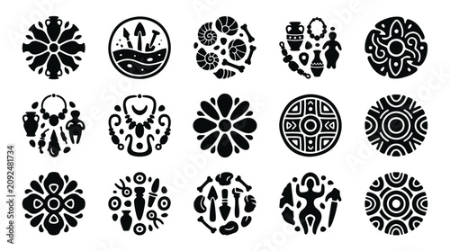 Photos Ancient Civilizations and Tribal Art Symbols Collection.