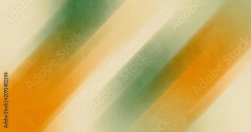 Abstract soft watercolor background texture on cream paper with orange and green tones. Minimalist elegant design template for modern banners, invitation cards, and wallpaper