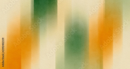 Abstract soft watercolor background texture on cream paper with orange and green tones. Minimalist elegant design template for modern banners, invitation cards, and wallpaper