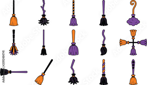 Foto Halloween broomsticks for witchy decor and spooky ambiance