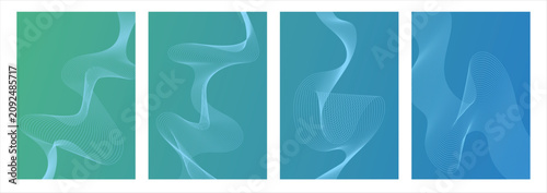 Abstract vector illustration featuring flowing white lines against a soft blue and green gradient background