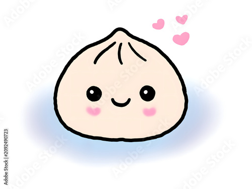 Cute kawaii dim sum dumpling character illustration on white background