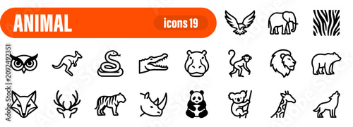 Photography Wild Animal and Wildlife Species Icon Set