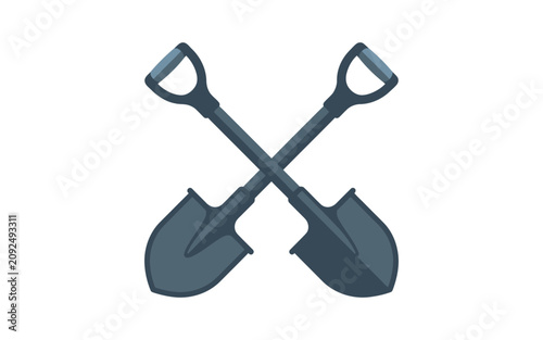 Crossed Shovels Flat Design Vector Icon