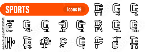 Foto Industrial C-clamp tool icon set