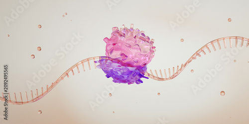 Фотография Illustration of Ribosome mRNA, Ribosome float elegantly against a clean background, symbolizing advanced scientific discovery