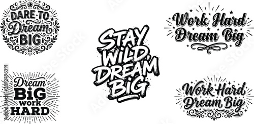 Vector typography black and white design.