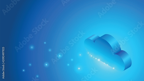  abstract blue technology  cloud  with  three-dimensional  concept.illustration.
