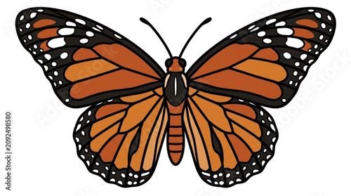 Slika na platnu Detailed Illustration of a Monarch Butterfly with Intricate Wing Patterns