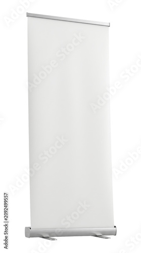 Blank White Roll Up Banner Stand Mockup for Presentation