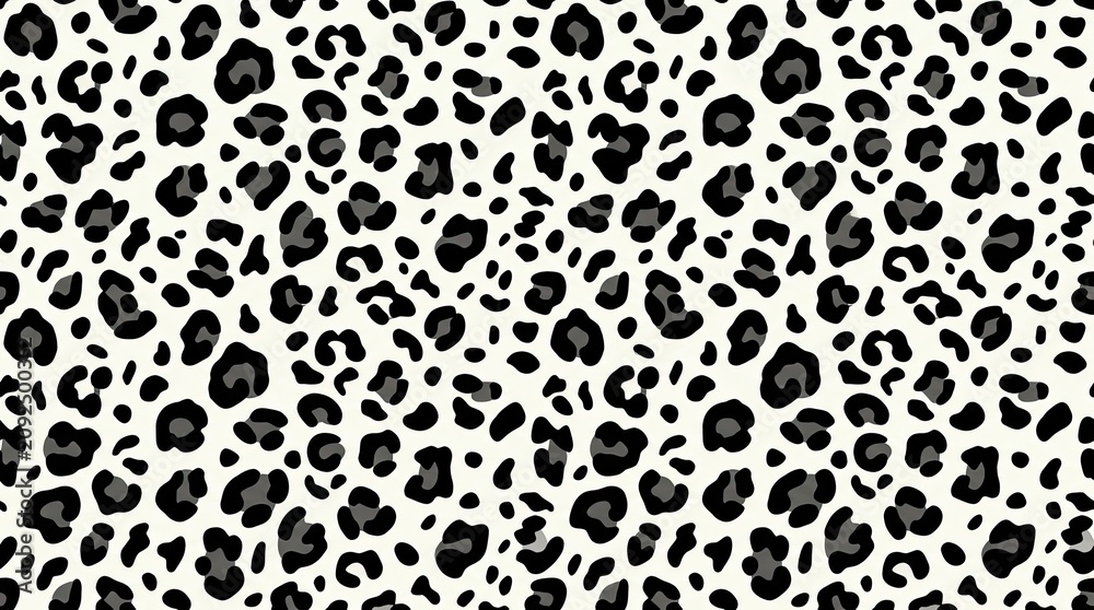 Black and white leopard print seamless pattern texture
