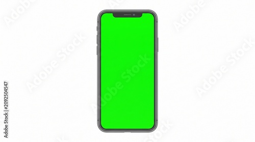 Smartphone Vector Mockup with Green Screen Chroma Key Isolated on White Background