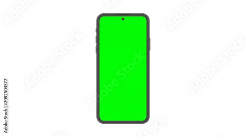 Modern Smartphone Mockup with Green Screen Isolated on White Background
