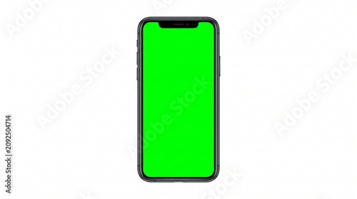 Modern Smartphone Mockup with Green Screen Isolated on White Background