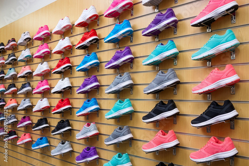 colourful athletic shoes in store
