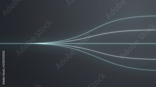 Conceptual visualization of data branching and signal splitting in a digital network or communication system transparent background