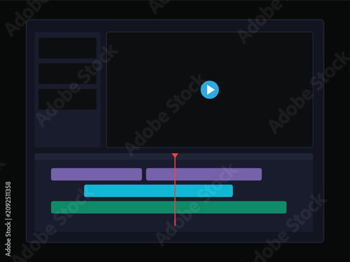 Foto Video editing software interface layout with preview window and layered timeline tracks