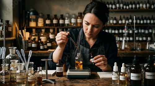 Woman mixing liquid in lab setting
