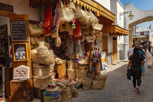 Market street in the old town of Rabat Medina in Morocco
