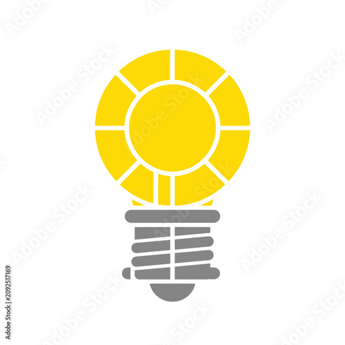 Foto A bright yellow lightbulb with gray base emits warm glow on sunny day indoors