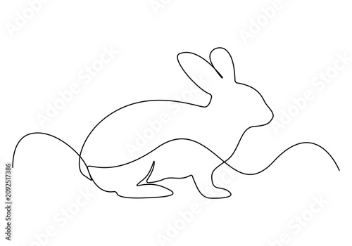 Fotografie Shark fish in one continuous line drawing digital  vector illustration