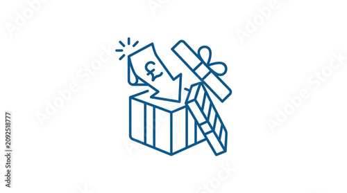 Obraz na plátně Gift box with money and ribbon illustration.