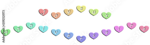 Photos Petits cœurs sur lesquels sont écrits les mots joyeux anniversaire