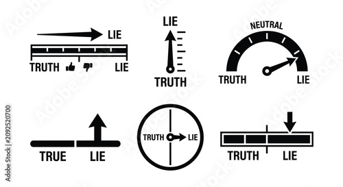 Fotografie Lie to truth scale icons black vector illustration on white background