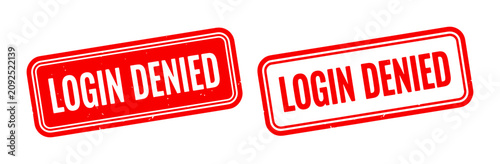 Quadro su tela Login Denied Stamp Set, Access Restricted, Security Warning, Red and White Vecto