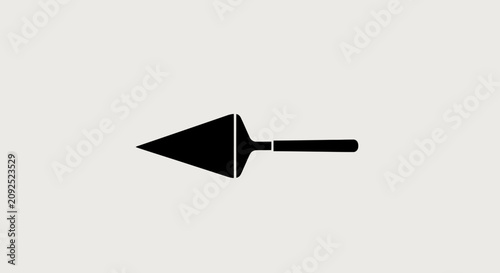 Simple black trowel icon on white background with centered plain white minimalist black hand tool construction gardening equipment building with hardware