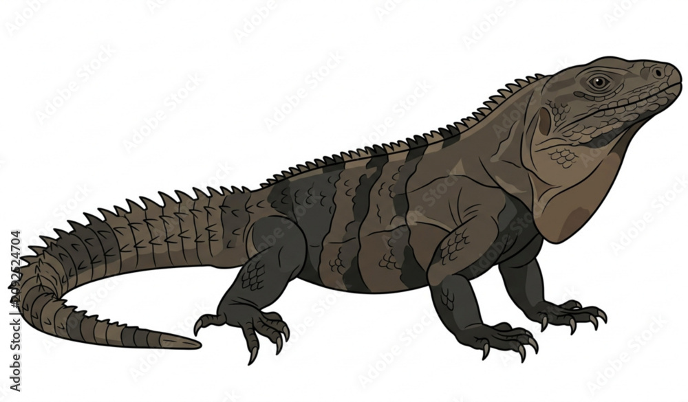 Fototapeta premium Muddy Brown Garrobo Iguana Wildlife Vector Clipart