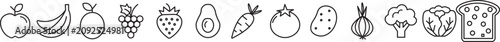 Grocery food and product categories line icon set,  Minimalist Monoline Food Product