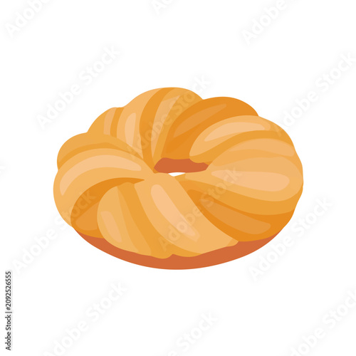 Photos Flat 2D illustration of Danish Pastry, clean vector illustration style, isolated on a white background