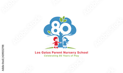 Картината върху платно Floral 80 Anniversary Celebration Badge Vector
