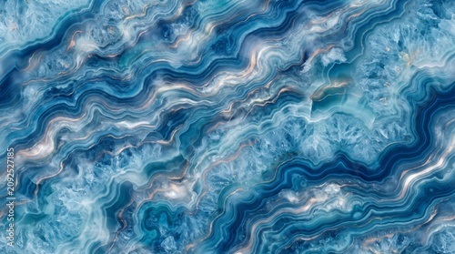 Blue and white marbled pattern with gold veins a swirling abstract design resembling agate stone marbling