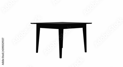 Cuadro en lienzo Black wooden table with four legs on white background with minimalist furniture