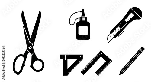 Tableau sur toile School supplies icons stationery with supplies including scissors pencil sharpen