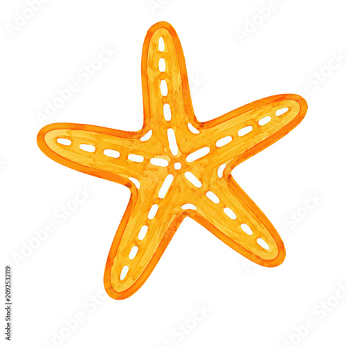 Orange Starfish Coastal Beach Summer Illustration for Tropical Vacation and Ocean Designs