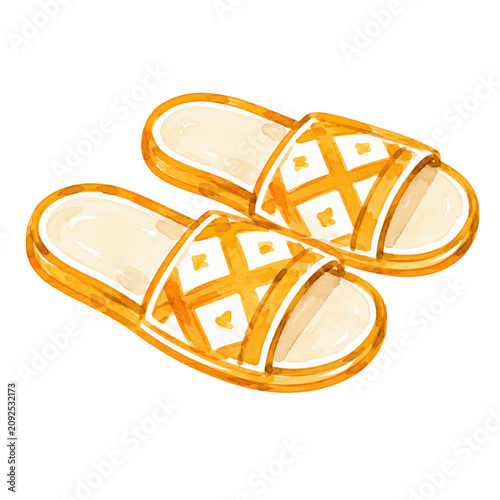 Summer Slide Sandals Beach Footwear Illustration for Tropical Vacation and Resort Designs