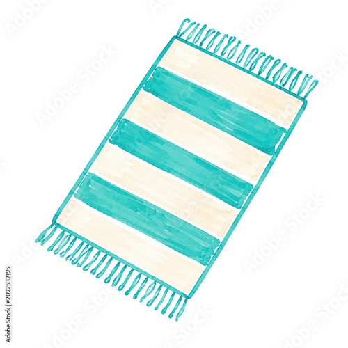 Striped Beach Towel Summer Vacation Illustration for Tropical Resort and Coastal Designs