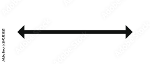 Black Horizontal double sided Arrow. Two-Way Communication, and Width Resize Symbols for Measurement Dimensions, Geometry Diagrams, Slider Interfaces