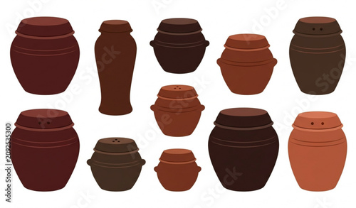 Bild auf Leinwand Traditional Korean Onggi Fermentation Jar Vector Collection