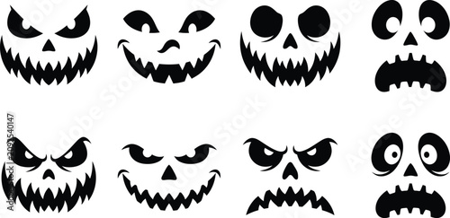 Halloween pumpkin and skull face stencils