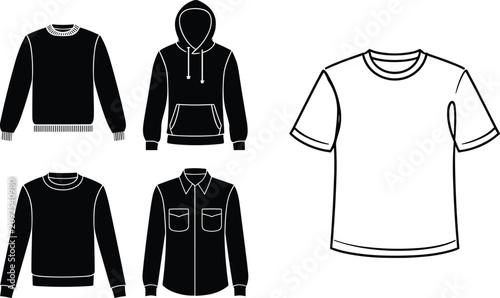 Photos Men casual clothing icon set showing solid hoodie sweatshirt sweater shirt and b